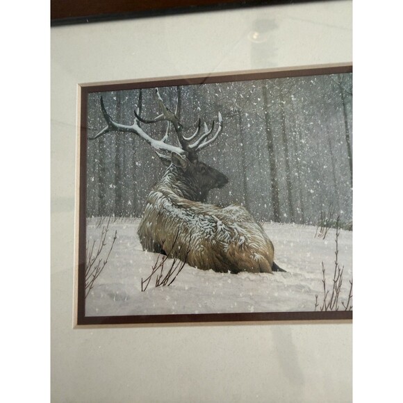 Robert Bateman “Evening Snowfall – Elk” Framed Wildlife Art Print Reproduction - Picture 3 of 10